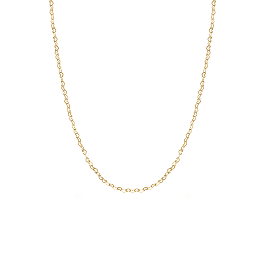 Yellow gold heart link chain necklace with delicate connected hearts